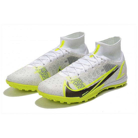 Nike Mercurial Superfly 9 Elite TF High-top Yellow White Black Men Soccer Cleats 