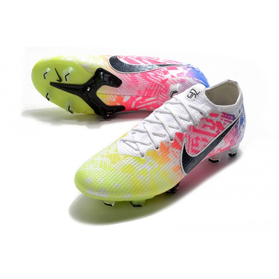 Nike Mercurial Vapor 13 Elite FG Low-Top Pink Yellow Blue Men Soccer Cleats 