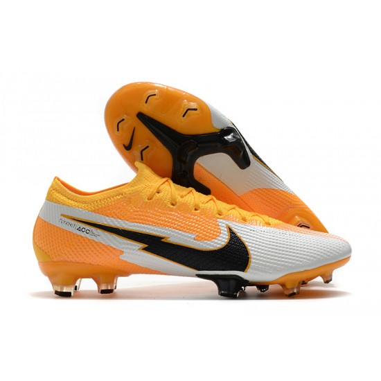 Nike Mercurial Vapor 13 Elite FG Low-Top White Orange Black Men Soccer Cleats 