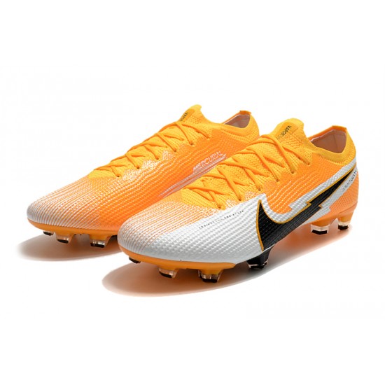 Nike Mercurial Vapor 13 Elite FG Low-Top White Orange Black Men Soccer Cleats 