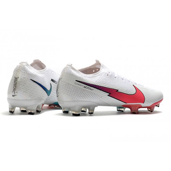 Nike Mercurial Vapor 13 Elite Korea FG Low-Top White Pink Turqoise Men Soccer Cleats 