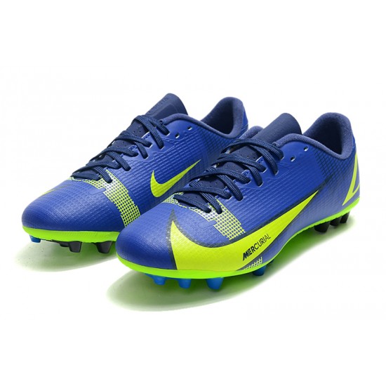 Nike Mercurial Vapor 14 Academy AG Low-top Blue Yellow Women And Men Soccer Cleats 