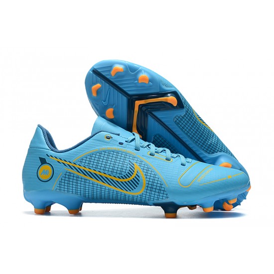 Nike Mercurial Vapor 14 Academy FG Low-top Blue Yellow Men Soccer Cleats 