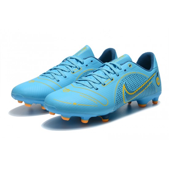 Nike Mercurial Vapor 14 Academy FG Low-top Blue Yellow Men Soccer Cleats 