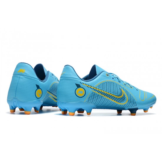 Nike Mercurial Vapor 14 Academy FG Low-top Blue Yellow Men Soccer Cleats 