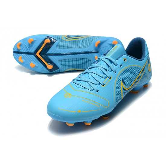 Nike Mercurial Vapor 14 Academy FG Low-top Blue Yellow Men Soccer Cleats 