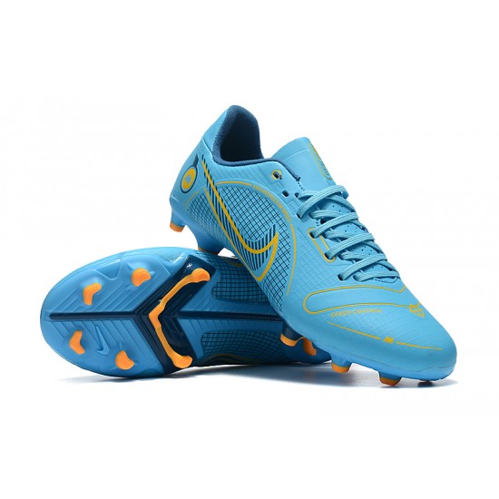 Nike Mercurial Vapor 14 Academy FG Low-top Blue Yellow Men Soccer Cleats 