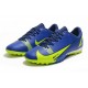 Nike Mercurial Vapor 14 Academy TF Low-top Yellow Blue Men Soccer Cleats 