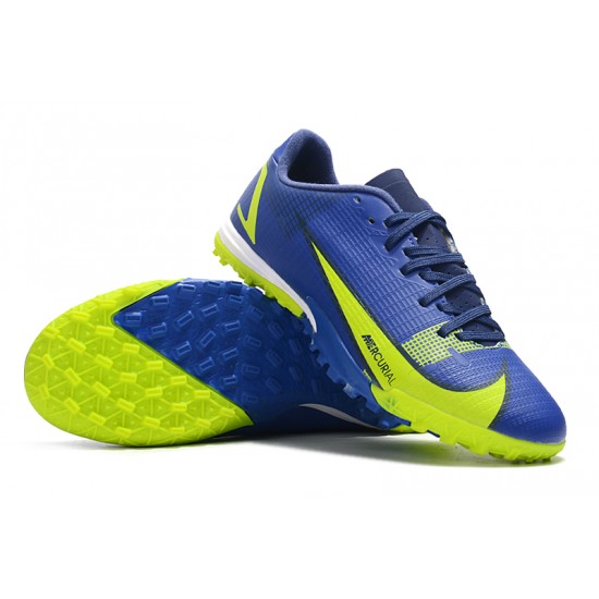 Nike Mercurial Vapor 14 Academy TF Low-top Yellow Blue Men Soccer Cleats 