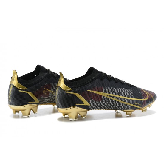 Nike Mercurial Vapor 14 Elite FG Low-top Black Gold Men Soccer Cleats 