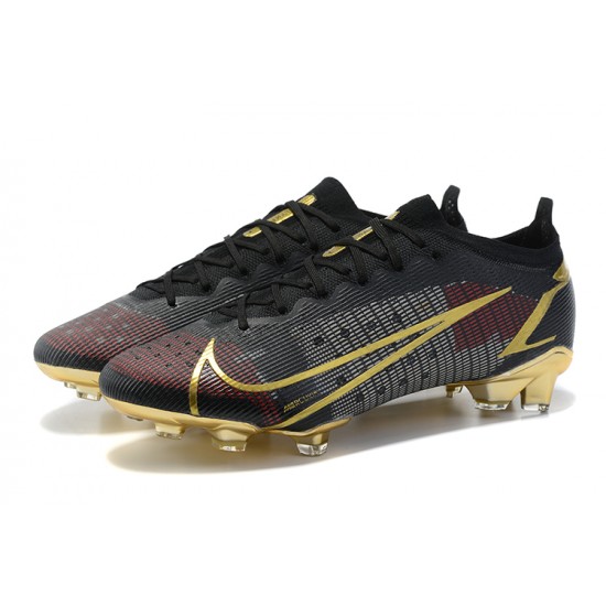 Nike Mercurial Vapor 14 Elite FG Low-top Black Gold Men Soccer Cleats 