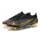 Nike Mercurial Vapor 14 Elite FG Low-top Black Gold Men Soccer Cleats 