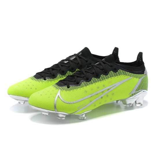 Nike Mercurial Vapor 14 Elite FG Low-top Black Green Sliver Men Soccer Cleats 