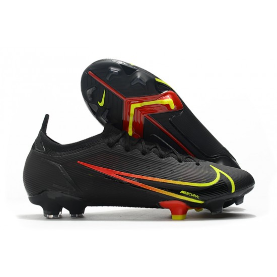 Nike Mercurial Vapor 14 Elite FG Low-top Black Yellow Red Men Soccer Cleats 