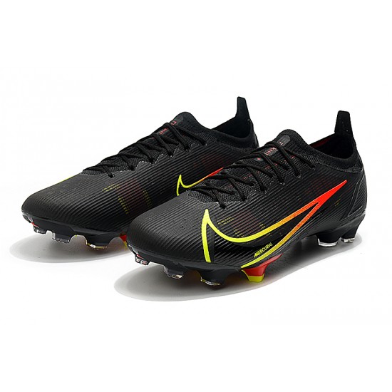 Nike Mercurial Vapor 14 Elite FG Low-top Black Yellow Red Men Soccer Cleats 