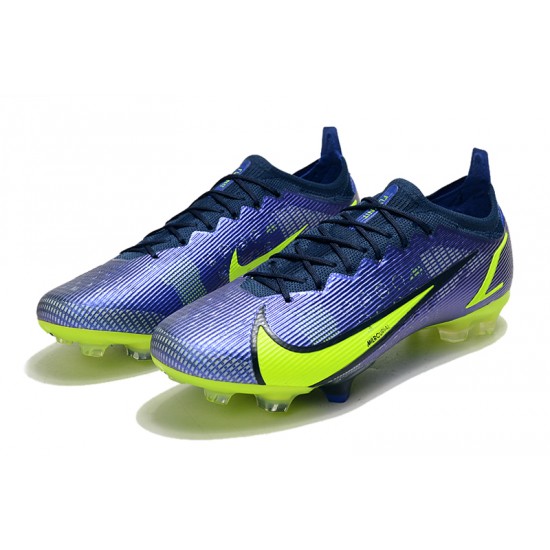 Nike Mercurial Vapor 14 Elite FG Low-top Blue Yellow Women And Men Soccer Cleats 