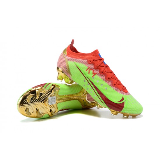 Nike Mercurial Vapor 14 Elite FG Low-top Red Green Gold Men Soccer Cleats 