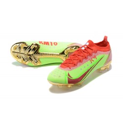 Nike Mercurial Vapor 14 Elite FG Low-top Red Green Gold Men Soccer Cleats 