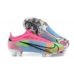 Nike Mercurial Vapor 14 Elite FG Low-top Sliver Pink Blue Men Soccer Cleats 