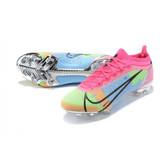 Nike Mercurial Vapor 14 Elite FG Low-top Sliver Pink Blue Men Soccer Cleats 