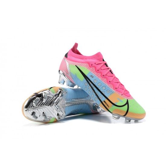 Nike Mercurial Vapor 14 Elite FG Low-top Sliver Pink Blue Men Soccer Cleats 