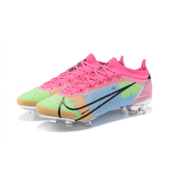 Nike Mercurial Vapor 14 Elite FG Low-top Sliver Pink Blue Men Soccer Cleats 