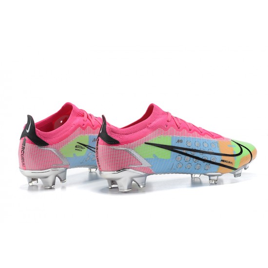 Nike Mercurial Vapor 14 Elite FG Low-top Sliver Pink Blue Men Soccer Cleats 