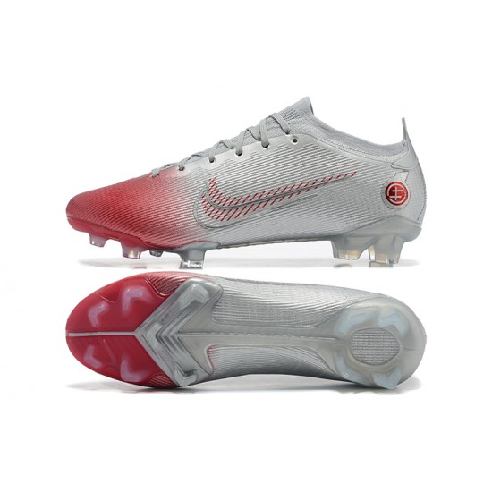 Nike Mercurial Vapor 14 Elite FG Low-top Sliver Red Men Soccer Cleats 