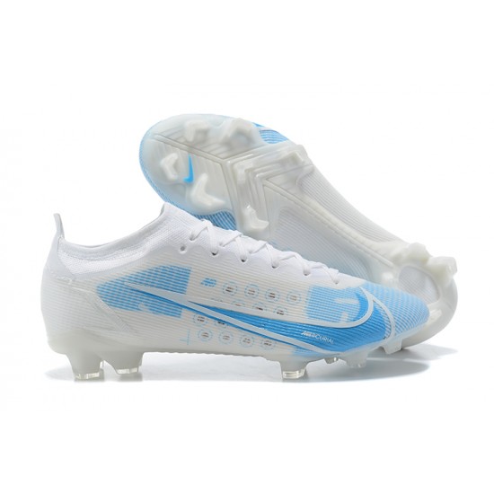 Nike Mercurial Vapor 14 Elite FG Low-top White Light Blue Men Soccer Cleats 