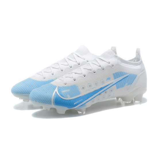 Nike Mercurial Vapor 14 Elite FG Low-top White Light Blue Men Soccer Cleats 