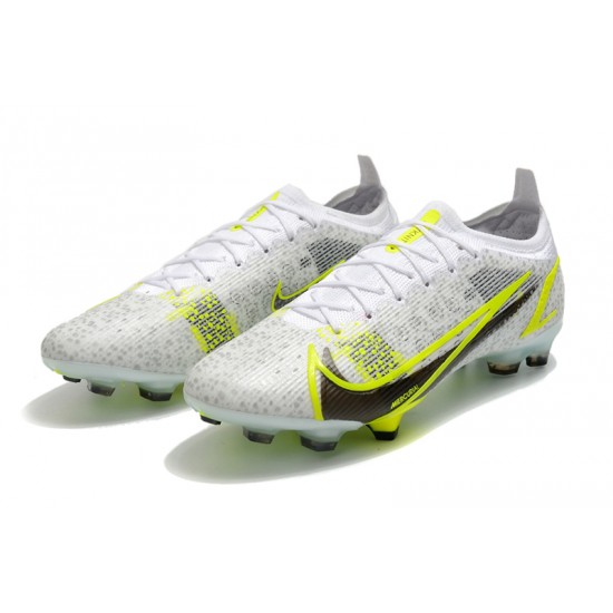 Nike Mercurial Vapor 14 Elite FG Low-top White Yellow Black Woemn And Men Soccer Cleats 