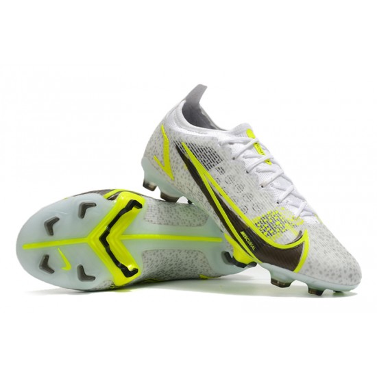 Nike Mercurial Vapor 14 Elite FG Low-top White Yellow Black Woemn And Men Soccer Cleats 