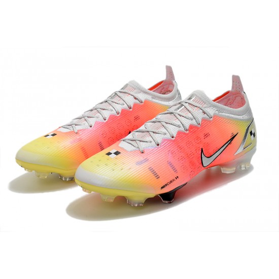 Nike Mercurial Vapor 14 Elite FG Low-top White Yellow Pink Woemn And Men Soccer Cleats 