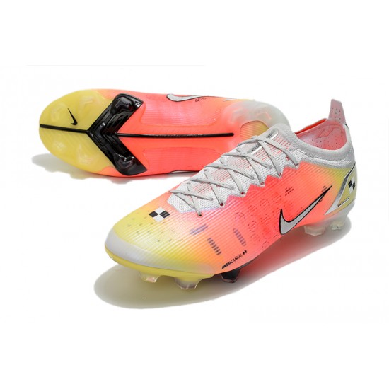 Nike Mercurial Vapor 14 Elite FG Low-top White Yellow Pink Woemn And Men Soccer Cleats 