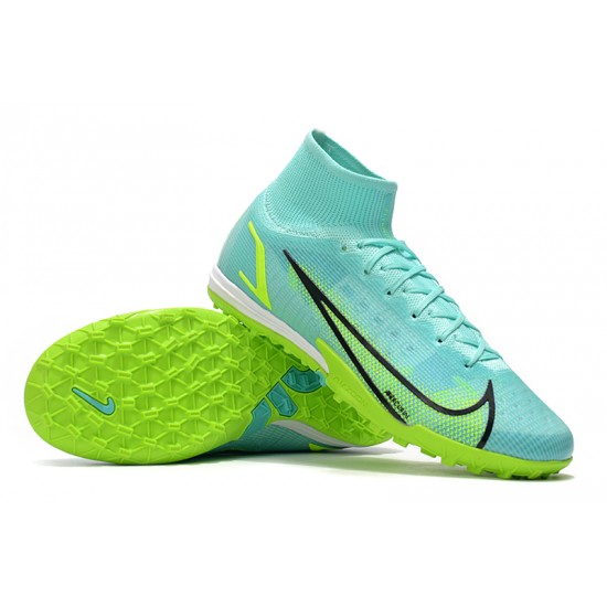 Nike Mercurial Vapor 14 Elite TF High-top Turqoise Green Men Soccer Cleats 