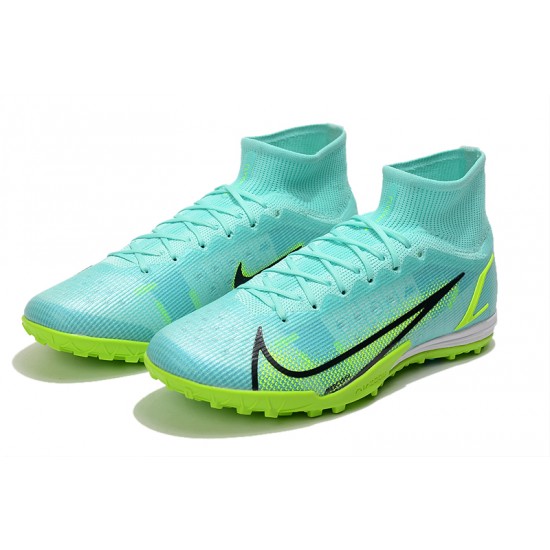 Nike Mercurial Vapor 14 Elite TF High-top Turqoise Green Men Soccer Cleats 