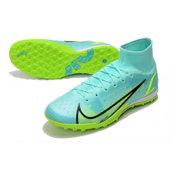 Nike Mercurial Vapor 14 Elite TF High-top Turqoise Green Men Soccer Cleats 