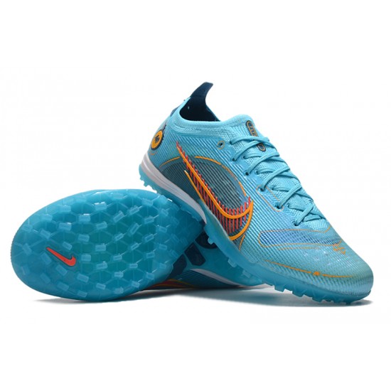 Nike Mercurial Vapor 14.5 Elite TF Low-top Blue Orange Men Soccer Cleats 