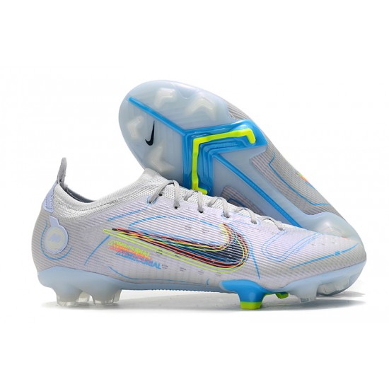 Nike Mercurial Vapor XIV Elite FG Low-top White Blue Women And Men Soccer Cleats 