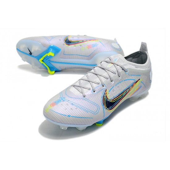 Nike Mercurial Vapor XIV Elite FG Low-top White Blue Women And Men Soccer Cleats 