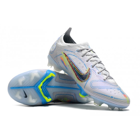 Nike Mercurial Vapor XIV Elite FG Low-top White Blue Women And Men Soccer Cleats 