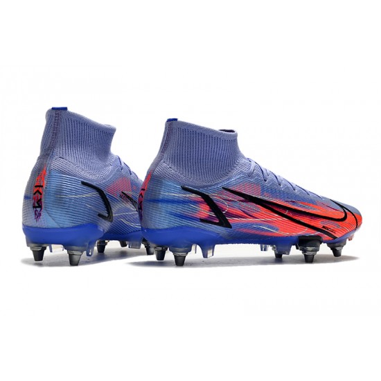 Nike Mercurial Vapor XIV Elite SG PRO Anti Clog High-top Deep Blue Men Soccer Cleats 