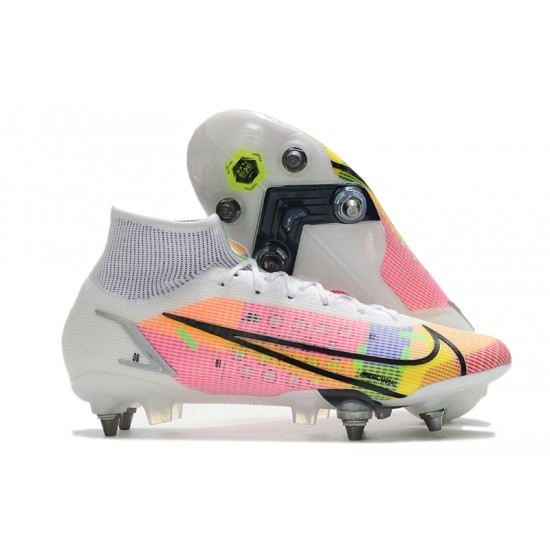 Nike Mercurial Vapor XIV Elite SG PRO Anti Clog High-top White Pink Men Soccer Cleats 