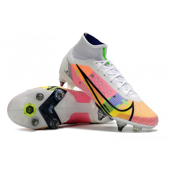 Nike Mercurial Vapor XIV Elite SG PRO Anti Clog High-top White Pink Men Soccer Cleats 