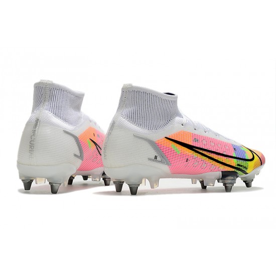 Nike Mercurial Vapor XIV Elite SG PRO Anti Clog High-top White Pink Men Soccer Cleats 