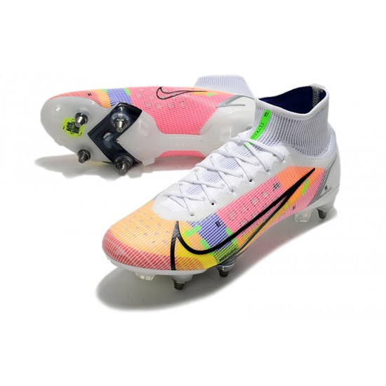 Nike Mercurial Vapor XIV Elite SG PRO Anti Clog High-top White Pink Men Soccer Cleats 