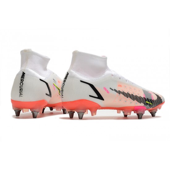 Nike Mercurial Vapor XIV Elite SG PRO Anti Clog High-top White Red Men Soccer Cleats 