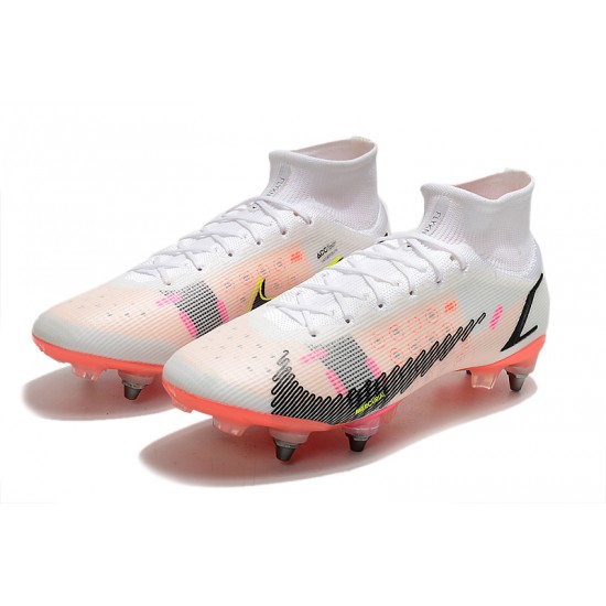 Nike Mercurial Vapor XIV Elite SG PRO Anti Clog High-top White Red Men Soccer Cleats 