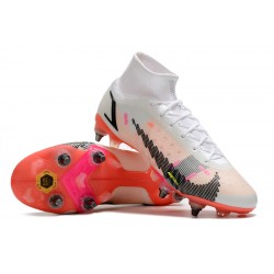 Nike Mercurial Vapor XIV Elite SG PRO Anti Clog High-top White Red Men Soccer Cleats 