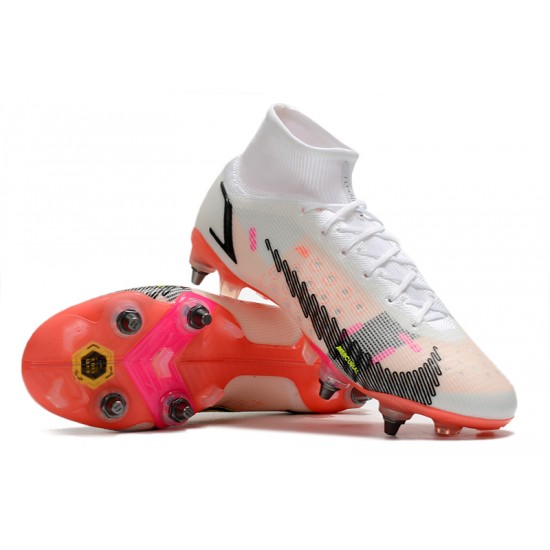 Nike Mercurial Vapor XIV Elite SG PRO Anti Clog High-top White Red Men Soccer Cleats 